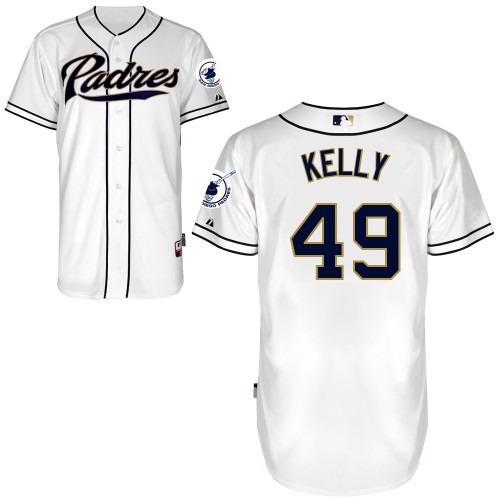 Casey Kelly #49 MLB Jersey-San Diego Padres Men's Authentic Home White Cool Base Baseball Jersey